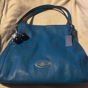 Coach Edie 32 Teal Leather Shoulder Bag
